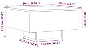 Mesa de centro 60x60x31,5cm derivados madeira carvalho castanho