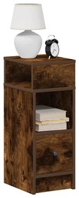 vidaXL Mesa de cabeceira com gaveta 25x31x66 cm carvalho fumado