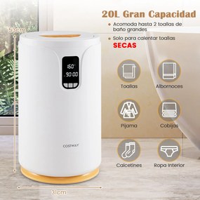 Aquecedor de toalhas de banho 20L de banho com luz LED Temporizador Cubo portátil com fecho para crianças 114 x 178 cm Branco