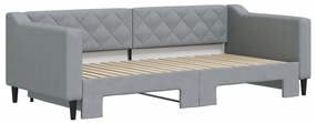 Sofá-cama com gavetão 90x190 cm tecido cinzento-claro