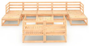 10 pcs conjunto lounge de jardim pinho maciço