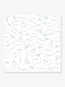 Papel de parede tecido LILIPINSO - Motivo Baleias azul claro liso com motivo