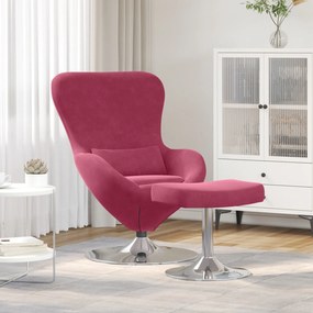 Poltrona Egg vidaXL com Puff Veludo Vermelho