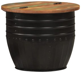 Mesa de centro 50x39,5 cm madeira recuperada maciça preto