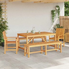 Conjunto de Jantar de Jardim de 5 Peças em Madeira Sólida de Acácia