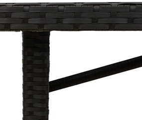 Mesa de jardim com tampo em acácia 190x80x74 cm vime PE preto