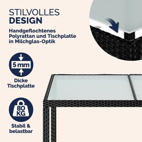 Conjunto de Jardim em polyrattan Milan de 7 peças preto/creme
