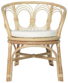 Cadeira de jantar com almofadão vime natural e linho