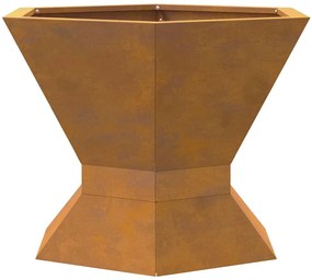 Caminha Hexagonal para Fogo 50x50x40 cm em Aço Envelhecido