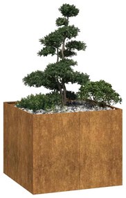 vidaXL Floreira enferrujada 100x100x80 cm aço resistente