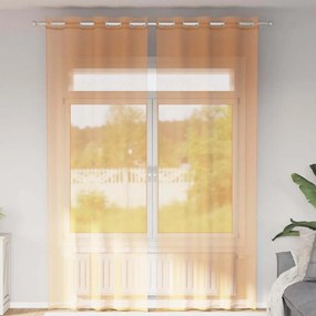 Cortinas de voile com ilhós 2 pcs laranja 140x260 cm