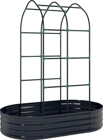 Outsunny Canteiro elevado com treliça, vaso metálico com luvas canteiro de jardim 160 x 90 x 180 cm, Cinza escuro | Aosom Portugal