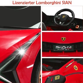 Carro elétrico infantil Lamborghini 12V com controle remoto 2.4G, carro infantil 3-5km/h com MP3 branco