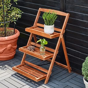 Suporte em forma Escada para flores 79x56x59 cm, 3 degraus, acácia com certificação FSC® Castanho