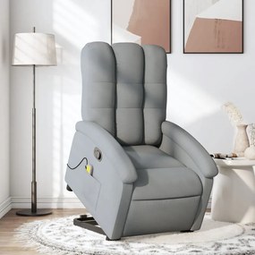 vidaXL Poltrona reclinável massagens tecido cinzento-claro