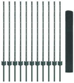Conjunto de Cerca de Jardim Conjunto de 2 Verde Aço Galvanizado
