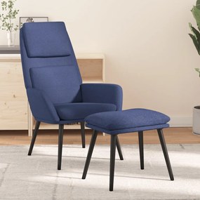 vidaXL Cadeira de descanso com banco tecido azul