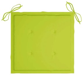 Cadeiras jardim c/ almofadões verde brilhante 8 pcs teca maciça