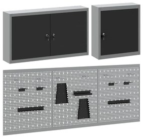 Conjunto de Armário de Ferramentas e Painel de Ferramentas de 5 Peças