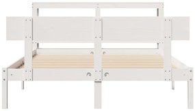Cama sem colchão 150x200 cm madeira de pinho maciça branco