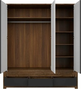 Roupeiro Ophevaru 119, April carvalho, Preto matte, 205x179x61cm, 182 kg, Portas para roupeiro: Com dobradiças, Número de prateleiras: 5, Número de prateleiras: 5