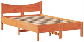 Cama sem colchão 120x200 cm madeira pinho maciça castanho-mel