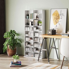 Organizador para CD e DVD com 18 compartimentos, capacidade máxima de 640 CD/360 DVD/430 Blu-ray, 78,5 x 24 x 175 cm, branco