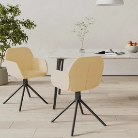 vidaXL Cadeiras de jantar giratórias 2 pcs veludo cor creme