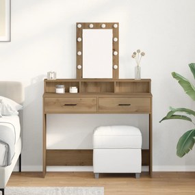 vidaXL Mesa de Maquiagem com Luzes LED Carvalho Artesanal 100x41x140 cm
