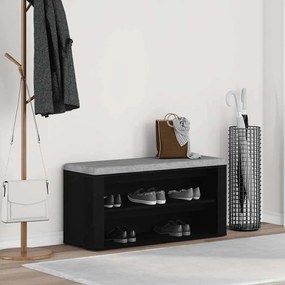 vidaXL Banco para sapatos em carvalho preto 100x35x45 cm Madeira projetada