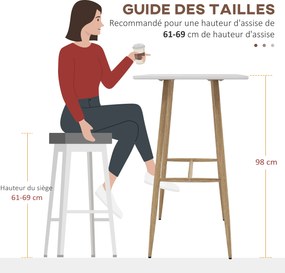 Mesa de bar retangular para 4 pessoas 120 x 60 x 98 cm (BANCOS NÃO INCLUIDOS), com pés em aço com efeito de madeira, montagem fácil, branca