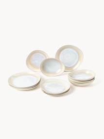 Serviço de mesa artesanal com vidrado reativo Alcina, conjunto de 12