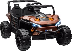 Carro elétrico infantil UTV buggy elétrico infantil com controlo remoto de 2,4 GHz, 2 motores, 103 x 69 x 59 cm, castanho
