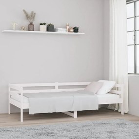 Sofá-cama 90x190 cm madeira de pinho maciça branco