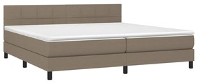 Cama box spring colchão/LED 200x200cm tecido cinza-acastanhado