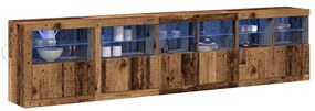 Aparador com Luzes LED Madeira Velha 283x37x67 cm Madeira de Engenhari