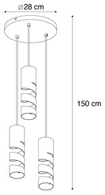 Moderne hanglamp zwart 3-lichts - Stream Moderno