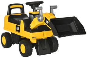 HOMCOM Escavadora com Licença Caterpillar Carro Andador Escavadora para Crianças com Pá Dianteira e Buzina 78x29,5x54 cm Amarelo | Aosom Portugal