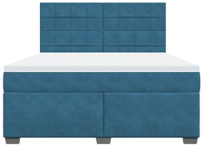 Cama com molas/colchão 180x200 cm veludo azul