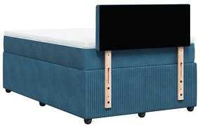 Cama boxspring com colchão 120x200 cm veludo azul