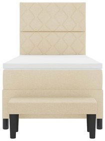 Cama Box Spring com Colchão e Banco Creme 90x200 cm Tecido