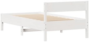 Cama sem colchão 100x200 cm madeira de pinho maciça branco