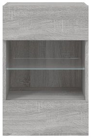 Armários de parede com luzes LED para TV 2 pcs cinzento sonoma