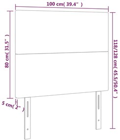 Cabeceira cama c/ LED couro artificial 100x5x118/128 cm branco