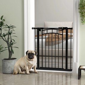 Barreira de segurança para cães, extensível, com duplo bloqueio, 74-80 x 76 cm, preta