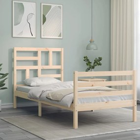 Estrutura de cama com cabeceira 90x200 cm madeira maciça