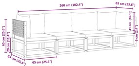 4 pcs conjunto de sofás de jardim com almofadões acácia maciça