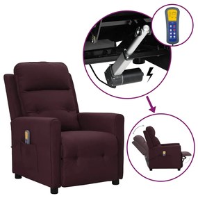 vidaXL Poltrona elevatória de massagens tecido roxo