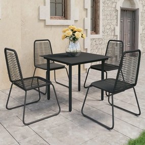 vidaXL 5 pcs conjunto de jantar para jardim vime de PVC preto