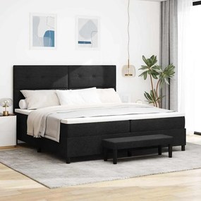 vidaXL Cama Box com Colchão e Banco Preto 200x200 cm Tecido